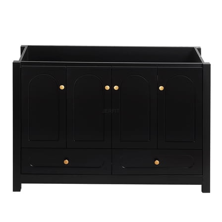 JERFIT 48 inch Modern Black Bathroom Vanity with Sink, Soft Close Sliding Doors & Drawers for Ample Storage Space