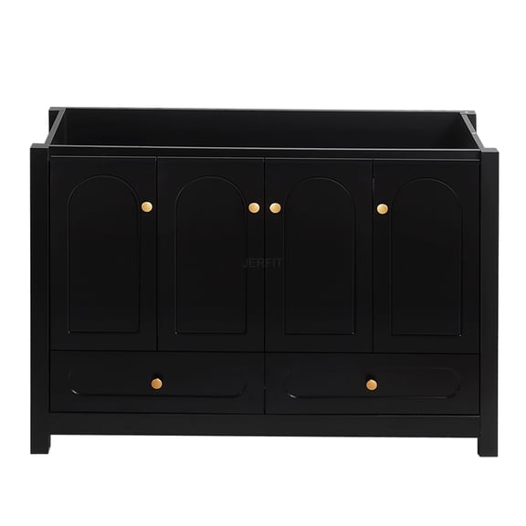 JERFIT 48 inch Modern Black Bathroom Vanity with Sink, Soft Close Sliding Doors & Drawers for Ample Storage Space