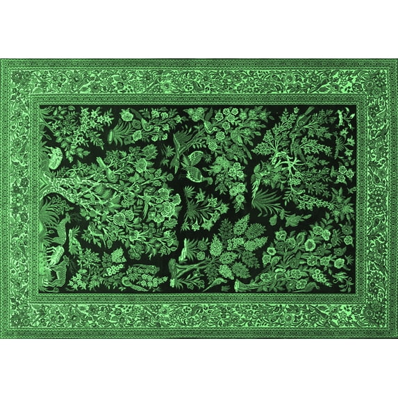 Ahgly Company Indoor Rectangle Persian Emerald Green Traditional Area Rugs, 5' x 7'