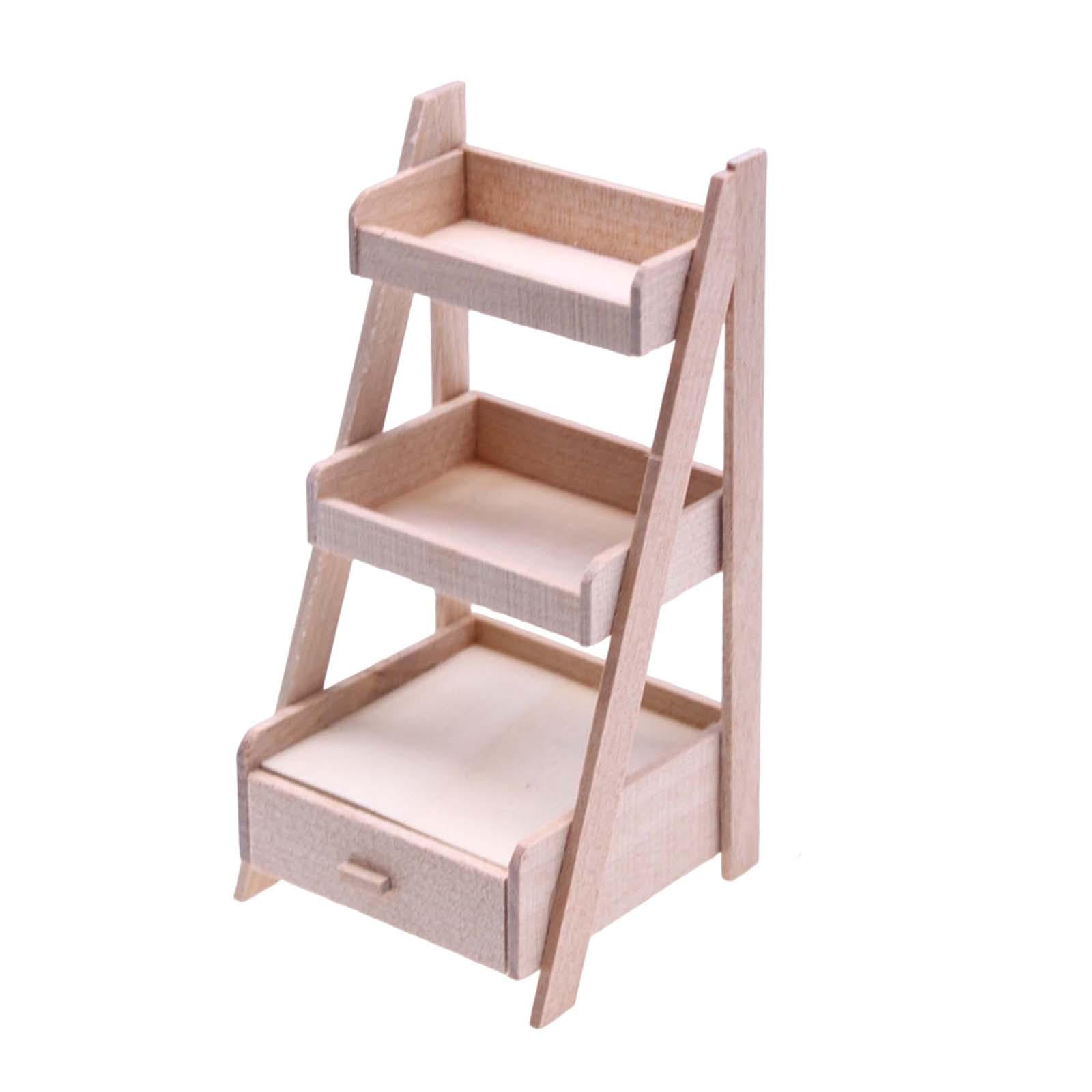 Dollhouse Shelf with Drawer 1/12 Scale Sturdy Dollhouse Accessories