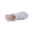 thumbnail image 4 of BLISSFUL STEP Chaussures pour Femmes Sandales Compensées à Bout Ouvert à Plateforme avec Lacets Violet Jaune 5,5, 4 of 7
