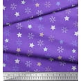 thumbnail image 3 of Soimoi Purple Silk Fabric Snow Flakes & Star Printed Craft Fabric by the Yard 42 Inch Wide, 3 of 3