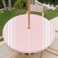 thumbnail image 6 of Round Outdoor Tablecloth with Umbrella Hole and Zipper, Pink Striped Fitted Table Cover with Elastic Edge for 31-35 Inch, Farmhouse Pink White Stripes Aesthetics Waterproof Patio Tablecoths, 6 of 9