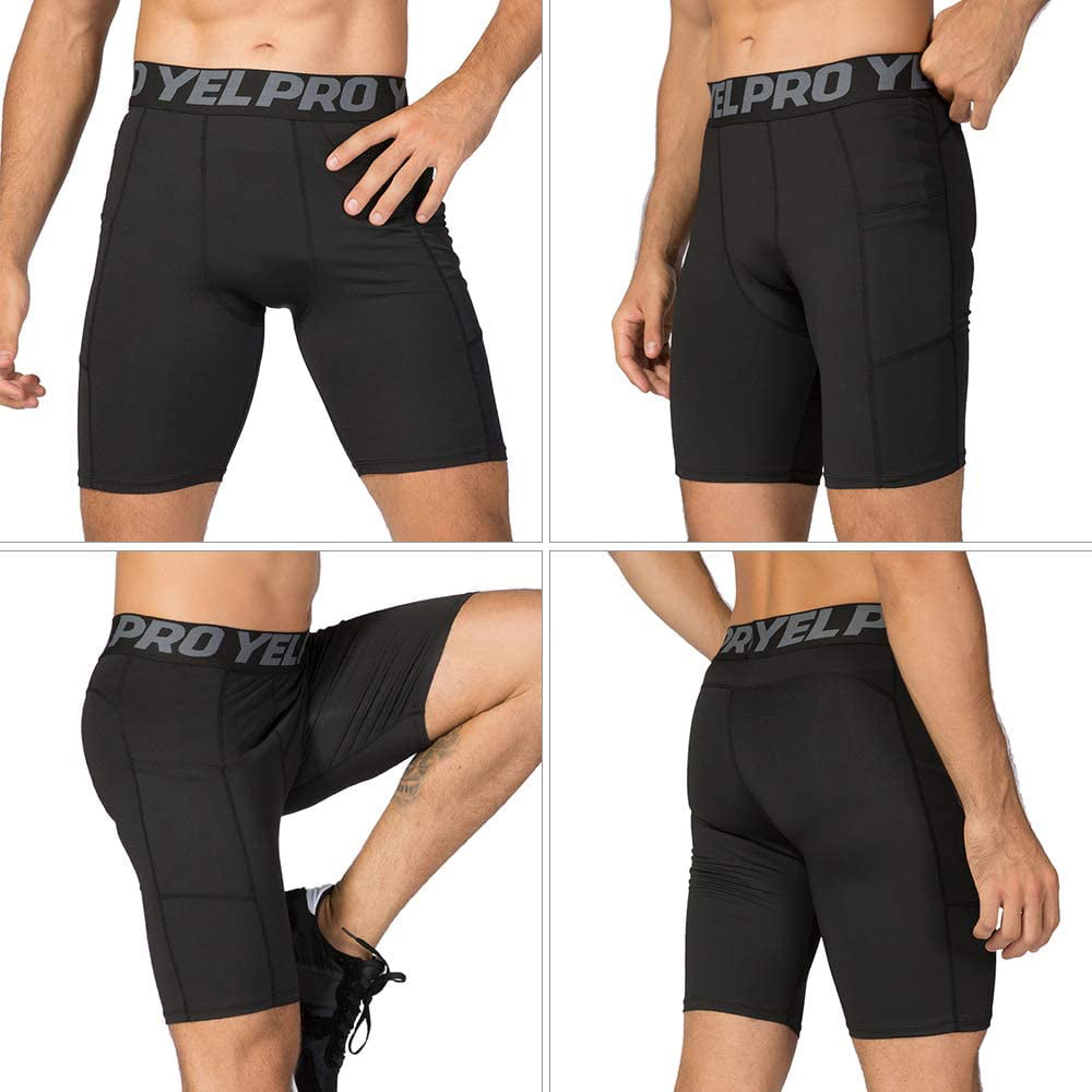 Lejafay Men's Ice Silk Compression Shorts Pants Sports Baselayer Tights Workout Underwear 
