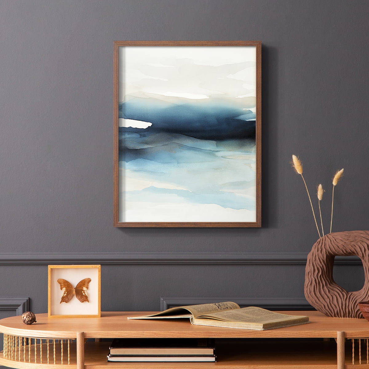 Waves II Framed Print in Brown Solid Wood 11 x 14 Framed Print