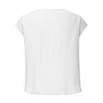 thumbnail image 5 of Plus Size T-Shirt for Women Casual Short Sleeve Tops Crew Neck Solid Color Cotton Linen Crop Top, 5 of 6
