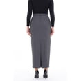thumbnail image 3 of Charcoal Ankle Length Women's Plus Size Back Split Maxi Skirt, 3 of 5