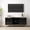Black+Gold, variant on Resenkose Wave Design TV Stand with Golden Legs Handles and Soft Close Hinges, Media Console with Open and Adjustable Shelving for Living Room, Black and Gold