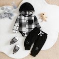 thumbnail image 2 of Gerichy Toddler Baby Boys Clothes Fall Winter Outfits Lattice Button Down Hooded Romper Tops Pants Sets 0-18 Months, 2 of 7