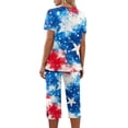 thumbnail image 5 of 4th of July Women's Pajama Sets 2026 Lounge Sleepwears Independece Day US Star Flower Printed Plus Size Short Sleeve Top and Capri Pants Pajama Set, 5 of 6