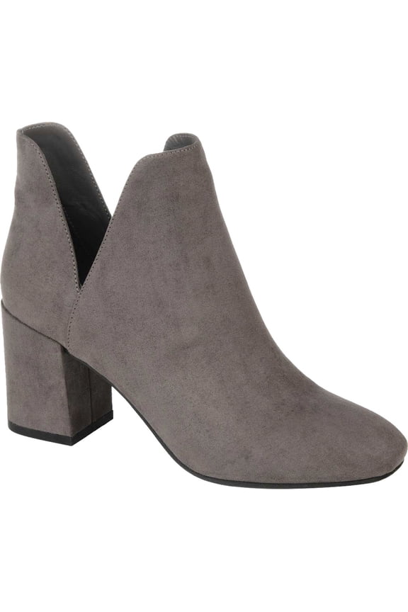 Women's Journee Collection Gwenn Heeled Ankle Bootie Grey Faux Suede 10 M