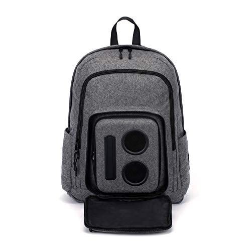 Mochila con altavoz Bluetooth Super Real Business con altavoces de 20 vatios y subwoofer para fiestas, festivales y playa. Recargable, funciona con iPhone y Android (gris)