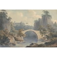thumbnail image 2 of John Warwick Smith 18x13 Black Ornate Wood Framed Double Matted Museum Art Print Titled - River Landscape with a Single Arched Bridge (1797), 2 of 5
