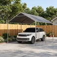 thumbnail image 6 of Dateyes 10x15 FT Carport, Heavy Duty Carport Canopy with Adjustable Height, Outdoor Carport Shelter with Reinforced Frame, Portable Garage for Cars, Boats and Trucks, Gray, 6 of 9