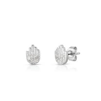 Natalia Drake Tiny Hamsa 1/10 Cttw Diamond Stud Earrings for Women in Rhodium Plated Sterling Silver Cartilage Earring for Second Hole Piercing