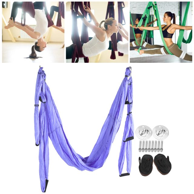 Aerial Yoga Hammock,Yoga Hammock Hanging Swing for Yoga Inversion,Strength Training,Starter Hardware Kit