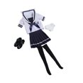 thumbnail image 1 of Uniforme de colegiala a escala 1:6, ropa de mujer, falda, conjunto de manga corta, disfraz azul oscuro, 1 of 9