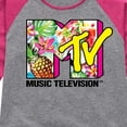 thumbnail image 3 of MTV Logo - Hawaiian Collage - Toddler And Youth Girls Raglan Graphic T-Shirt, 3 of 5