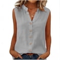 thumbnail image 5 of Atogsazn Womens Summer Linen Vest Casual Button Down Sleeveless Tank Tops V Neck Flowy Blouse Tunic Tops Outfit Gray L Fashion, 5 of 5