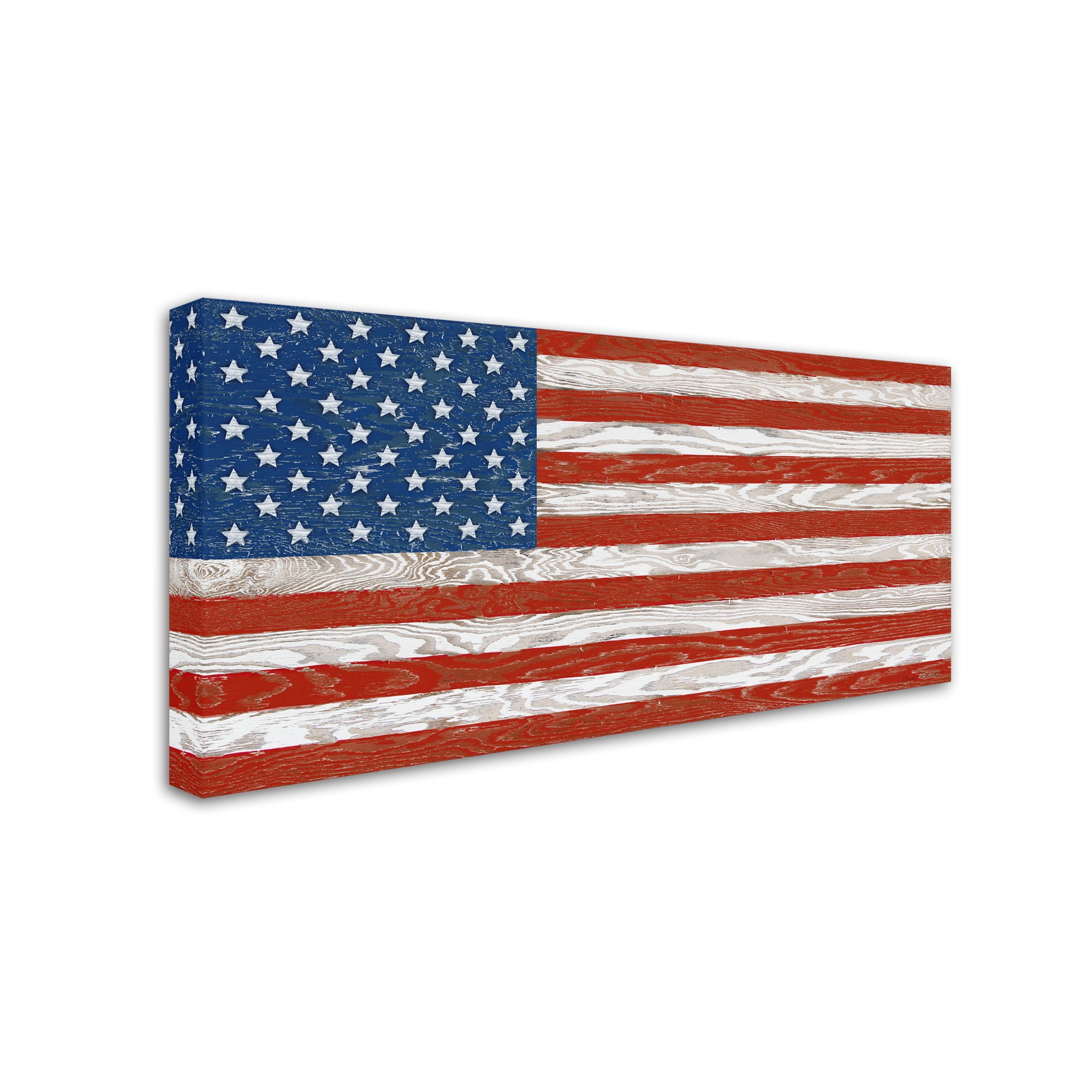 Trademark Fine Art 'Old Glory On Wood 1' Canvas Art by Jean Plout