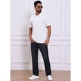 thumbnail image 5 of DARING DIVA Men's Jacquard Short Sleeve Button Down Collared Polo Shirts S White, 5 of 7