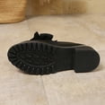 thumbnail image 5 of Womens Vintage British Style Loafers - Black Oversized Bow 4cm Block Heel PU Shoes, Slip-Resistant Comfortable Daily Wear for Office Campus Casual,Size 36, 5 of 9