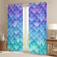 thumbnail image 2 of Feelyou Ombre Sparkle Mermaid Curtains Pack of 2 (42x84 Each) for Girls, Gradient Star Ocean Wildlife Curtains Blackout, Blue Purple, 2 of 6