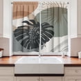 thumbnail image 2 of Ambesonne Mid Century Modern Boho Kitchen Curtains, Exotic Leaf, 55"x24", Almond Evergreen White, 2 of 3