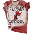 thumbnail image 2 of Pntutb Moda Mujer Casual Día de Acción de Gracias Chick Impresión Tie-Dye O-cuello Camiseta de manga corta suelta tops Pntutb Pntutb-1261, 2 of 6