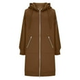 thumbnail image 4 of idosla Women's Zip Up Long Hoodies Coat Oversized Long Sleeve Fleece Sweatshirts Casual Fall Fashion Jacket with Pockets (Brown, XL), 4 of 5
