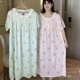 thumbnail image 1 of Camisón de verano para mujeres de mediana edad, vestido de dormir con estampado de encaje de talla grande, falda larga informal de dibujos animados, vestido de mamá de talla grande, 1 of 5