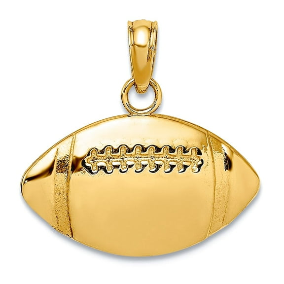 10k Gold Football Pendant Necklace 2-d and Engraveable 17.85x17.5mm Wide Pendant for Women