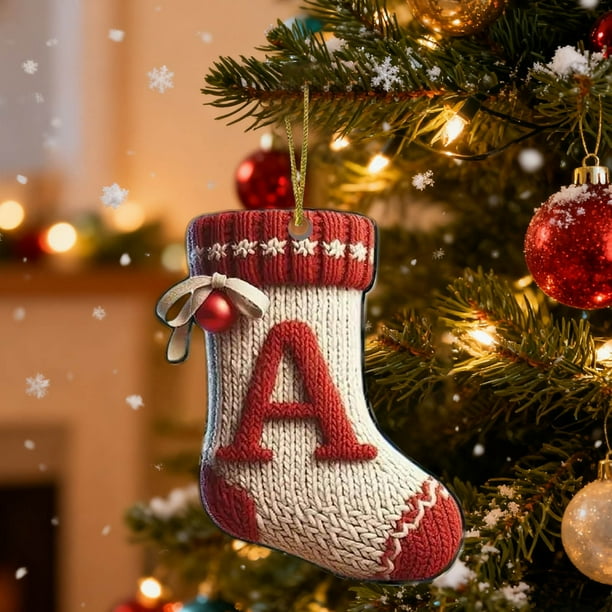 Hogar y jardín, Decoración navideña, Adornos navideños acrílicos de 26 letras para colgar en el árbol de Navidad, regalo festivo, Decoraciones para festivales