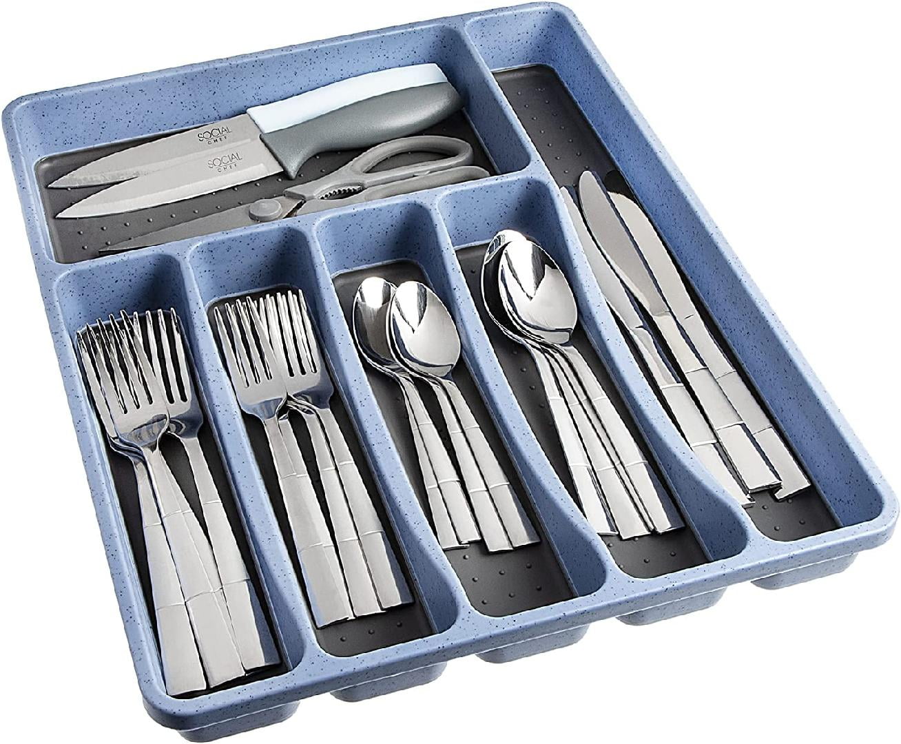 Kitchen Drawer Silverware Organizer Tray 6Slot Small Flatware Holder