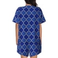 thumbnail image 3 of Kdxio Blue Gold Grid Lantern Print Pajamas Sets for Women Short-Sleeved Pjs with Lounge Shorts Two Piece Sleepwear S-4XL, 3 of 8