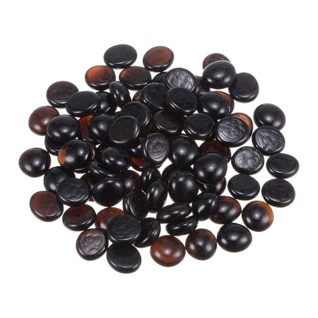 Unique Bargains 78pcs Fire Glass Beads for Fire Pit, 3/4' Luster Crystal Glass Rocks for Fish Tank Aquarium Black