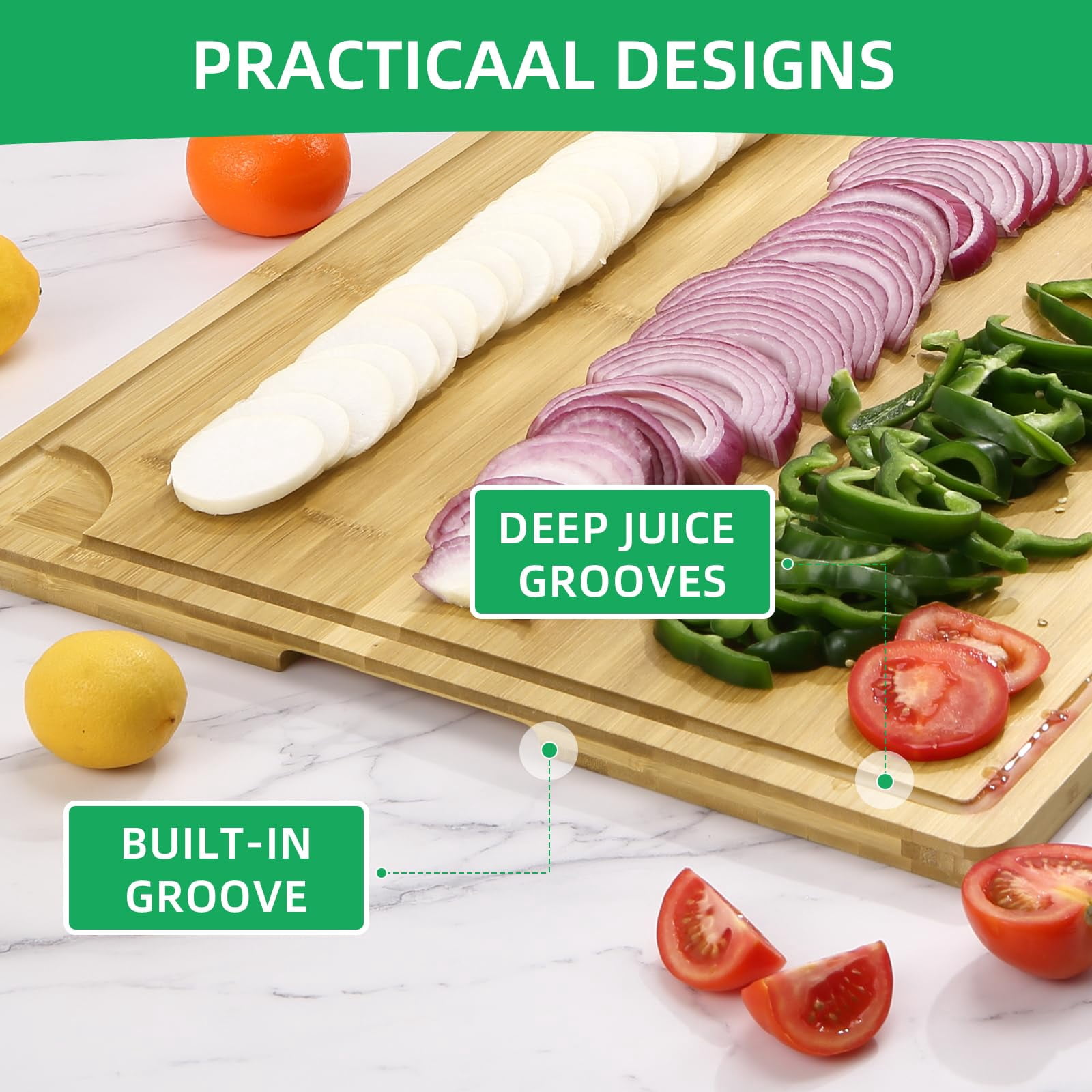 Ataucjin 30 x 20 Extra Large Bamboo Cutting Board, Wooden Cutting Board for Kitchen WithGroove and Handles, Over Sink Board Meat Cutting Board, Large Caving Board Charcuterie Board