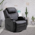 thumbnail image 2 of OnlineGymShop Massaging Recliner Lounge Chair with PU Leather and Cup Holders, Black, 2 of 9
