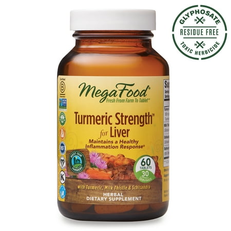 MegaFood, Turmeric Strength for Liver, Maintains a Healthy Inflammation Response, Vitamin and Herbal Dietary Supplement, Gluten Free, Vegan, 60 tablets (30