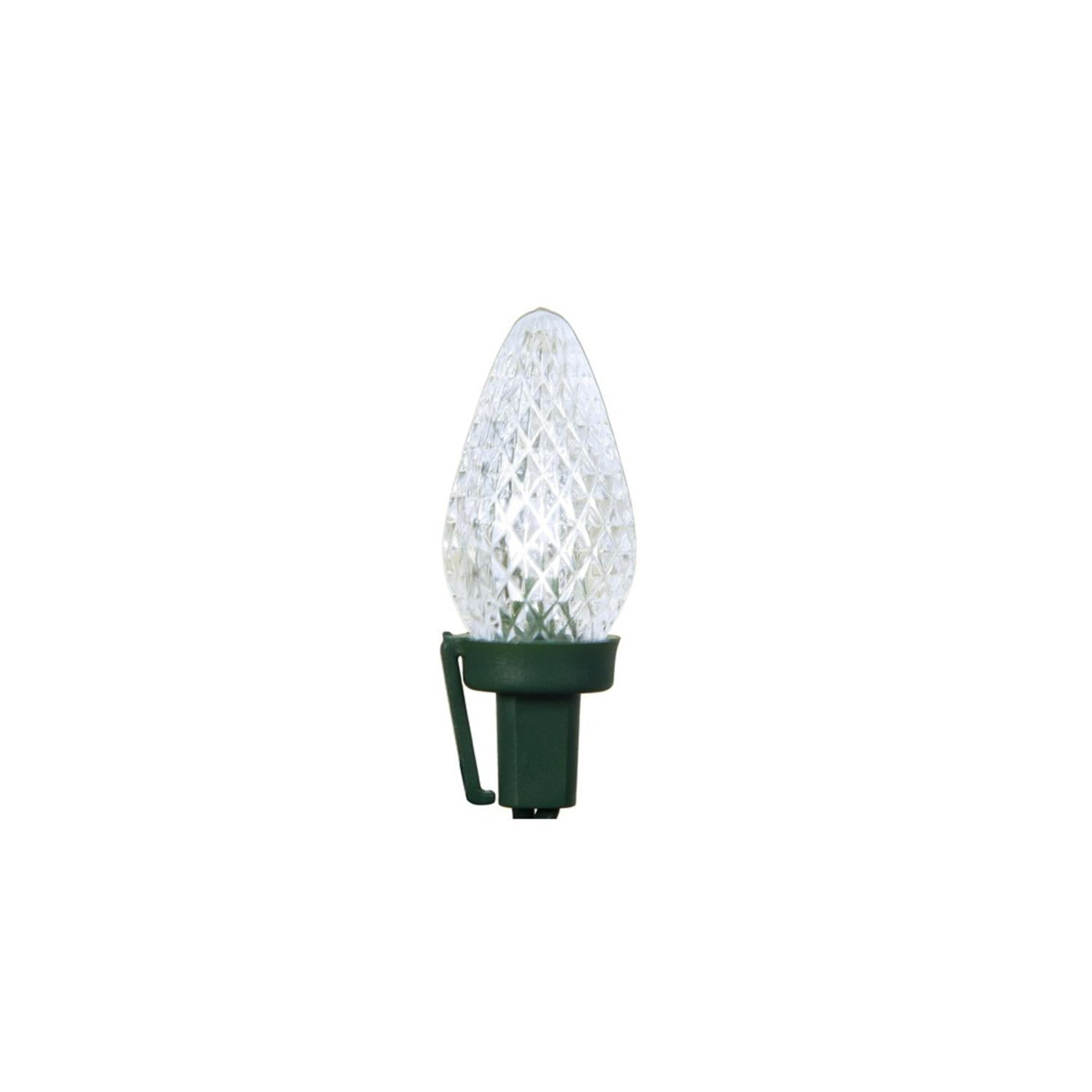 100 Commercial Length Green LED Faceted C9 Christmas Lights on Spool 5/" Spacing