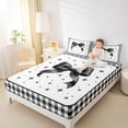 thumbnail image 3 of Manfei Black Bow Checkered Print Queen Sheet Sets for Women, Cute Stars Print Bed Set, 4 Pieces, 3 of 5