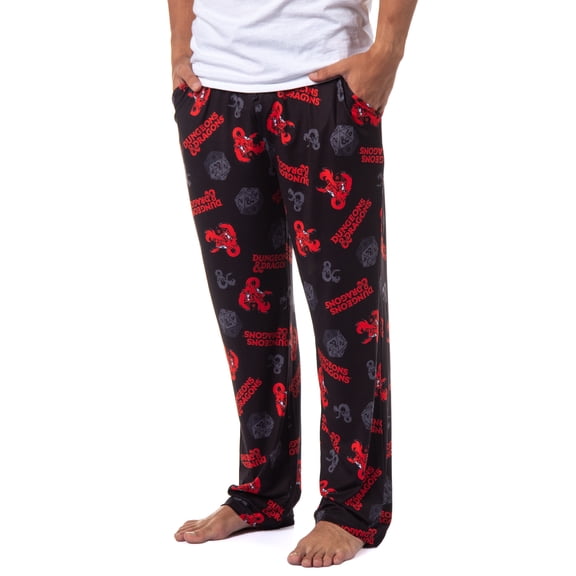 Dungeons & Dragons Mens' Tossed Print Logo Nat 20 Dice Lounge Sleep Pajama Pants