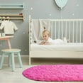 thumbnail image 2 of Dwelke Fluffy Rugs for Bedroom,Shag Cute Area Rug for Girls/Boys and Kids Baby Room Home Decor,Oval Indoor Carpet for Nursery Dorm Living Room 2.6'x 5.3'Hot Pink, 2 of 6