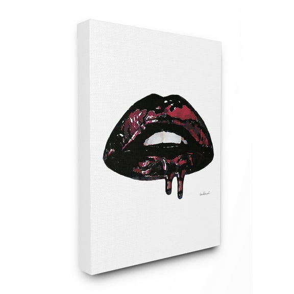 The Stupell Home Decor Collection Glam Fashion Lips with Red Lipgloss Drip Minimal Oversized Stretched Canvas Wall Art, 24 x 1.5 x 30
