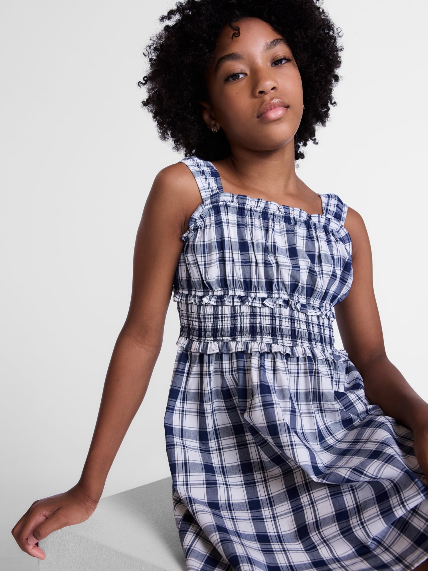 Weekend Academy Girls Printed Cotton Tank Dress with Smocked Waist, Sizes 4-18