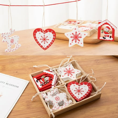 

2PC Home Decor Christmas Pendant Wooden Box Set Crafts Wood Tree Decoration Room Decor Wall Bedroom Bathroom Kitchen Living Room