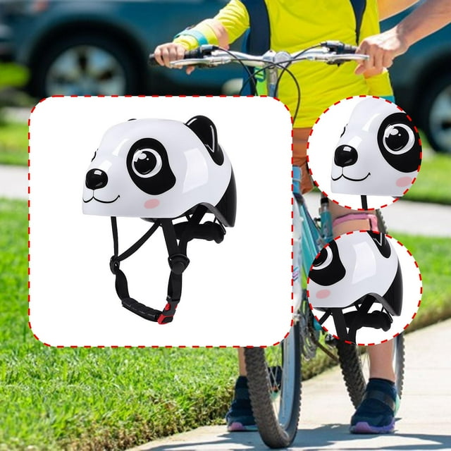 Casco de bicicleta para niños, ligero, a prueba de golpes, ajustable, para adolescentes, para patinar, bicicleta de equilibrio, equipo de patinaje Panda