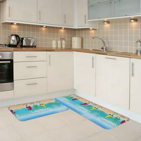 

Kitchen Mats for Floor 2 Piece - Hello Summer Gnome 1 Anti Fatigue Mats for Kitchen Floor Kitchen Rugs Non Slip Washable Mat for Home Kitchen Decor
