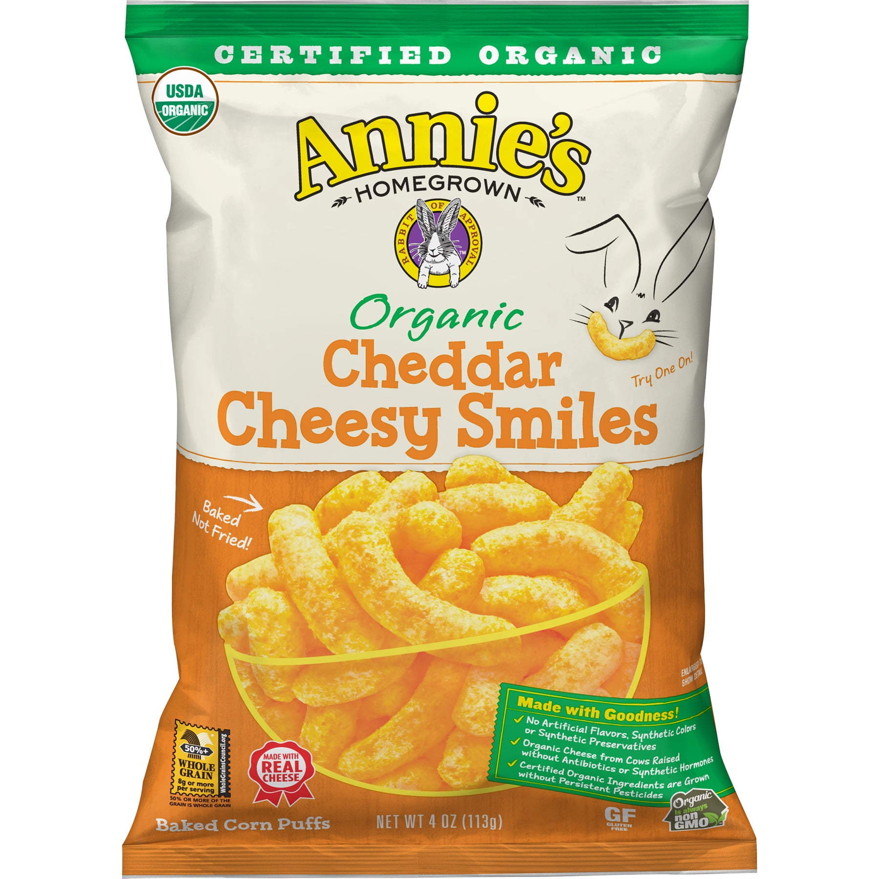 Annie's Organic Cheddar Cheesy Puffs Baked Corn Puffs, 4 oz