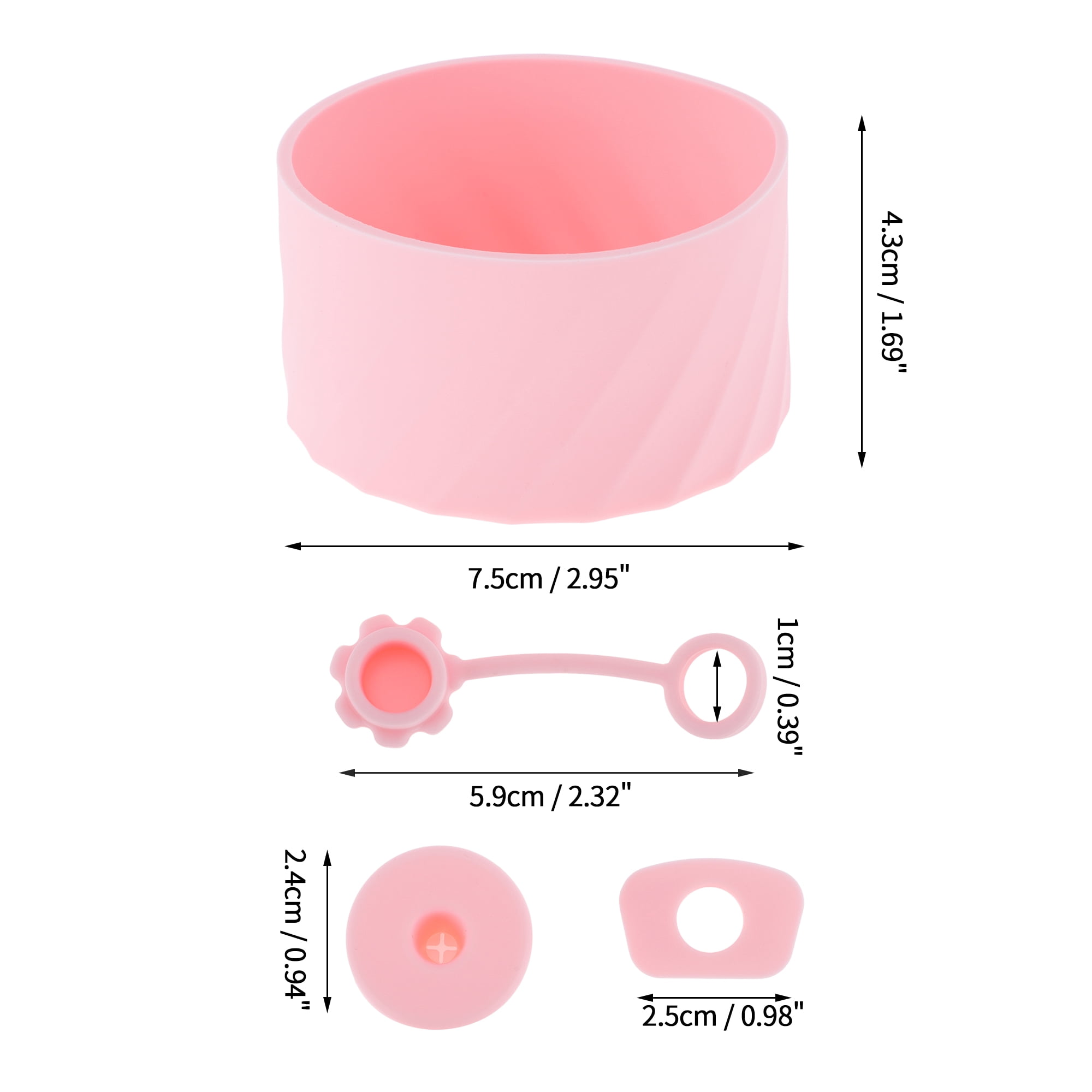 Unique Bargains Cup Sleeve and Straw Plug Set for Cup Accessories Pink